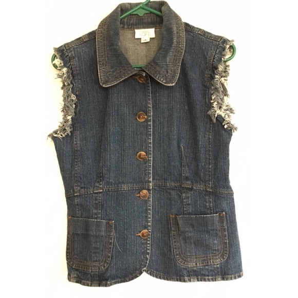 LOFT Jackets & Blazers - Ann Taylor Loft blue denim ripped sleeve vest